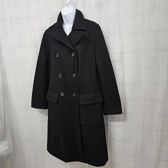 Vintage J. Crew Black Pea Car Coat Wool Blend Preppy Military Winter M - Picture 7 of 14